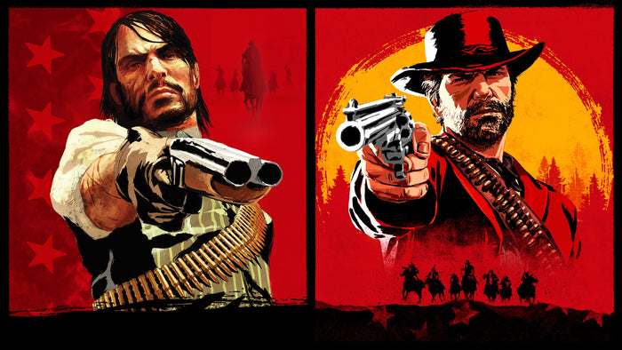 Red Dead Redemption (PS4 & PS5) ve Red Dead Redemption 2 (PS4) birlikte PS4 kapak görseli